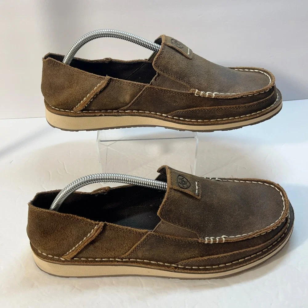 Ariat Mens Cruiser Slip On 9.5D Brown Leather Moc Toe Shoes Loafers 10019871